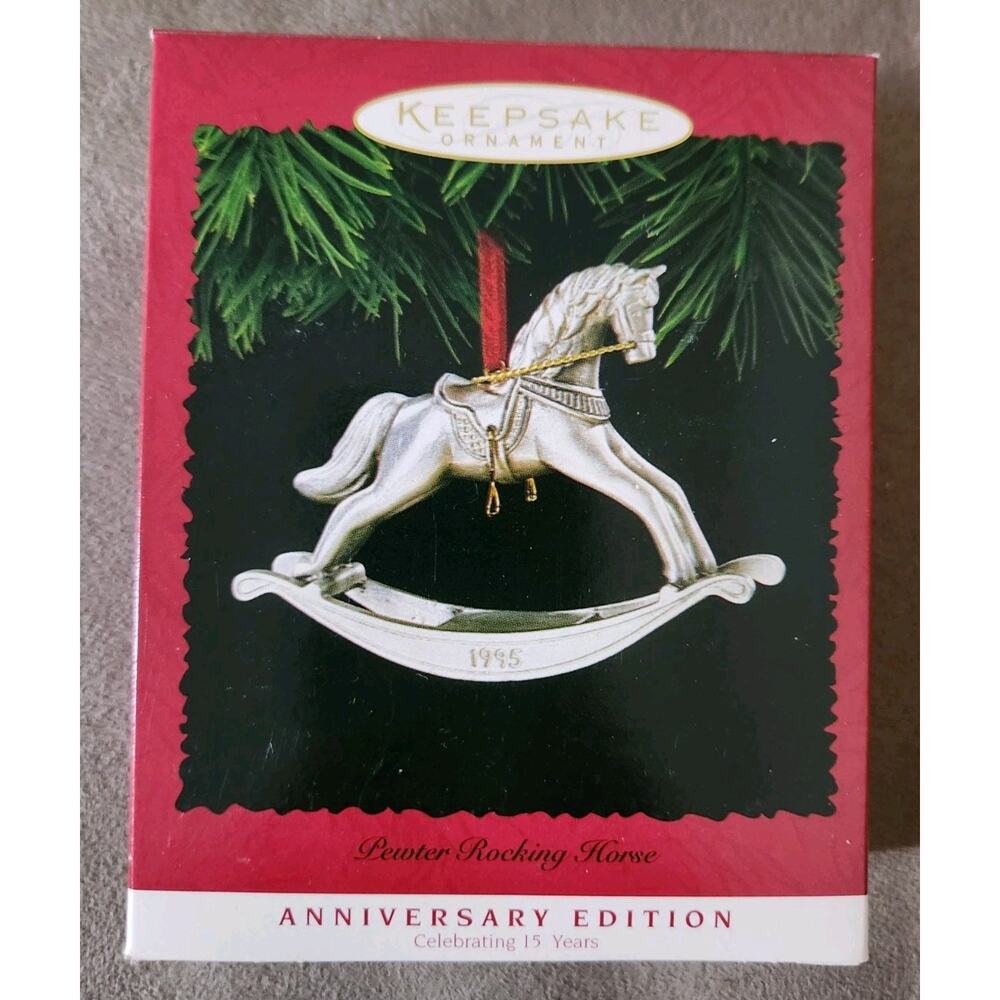 1995 Hallmark Keepsake Anniversary Edition "Pewter Ricking Horse" Ornament